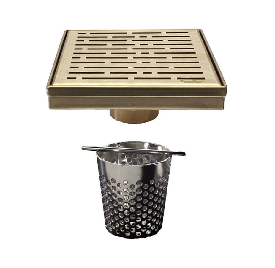 SereneDrains Satin Gold Linear Shower Drain Broken Lane Design