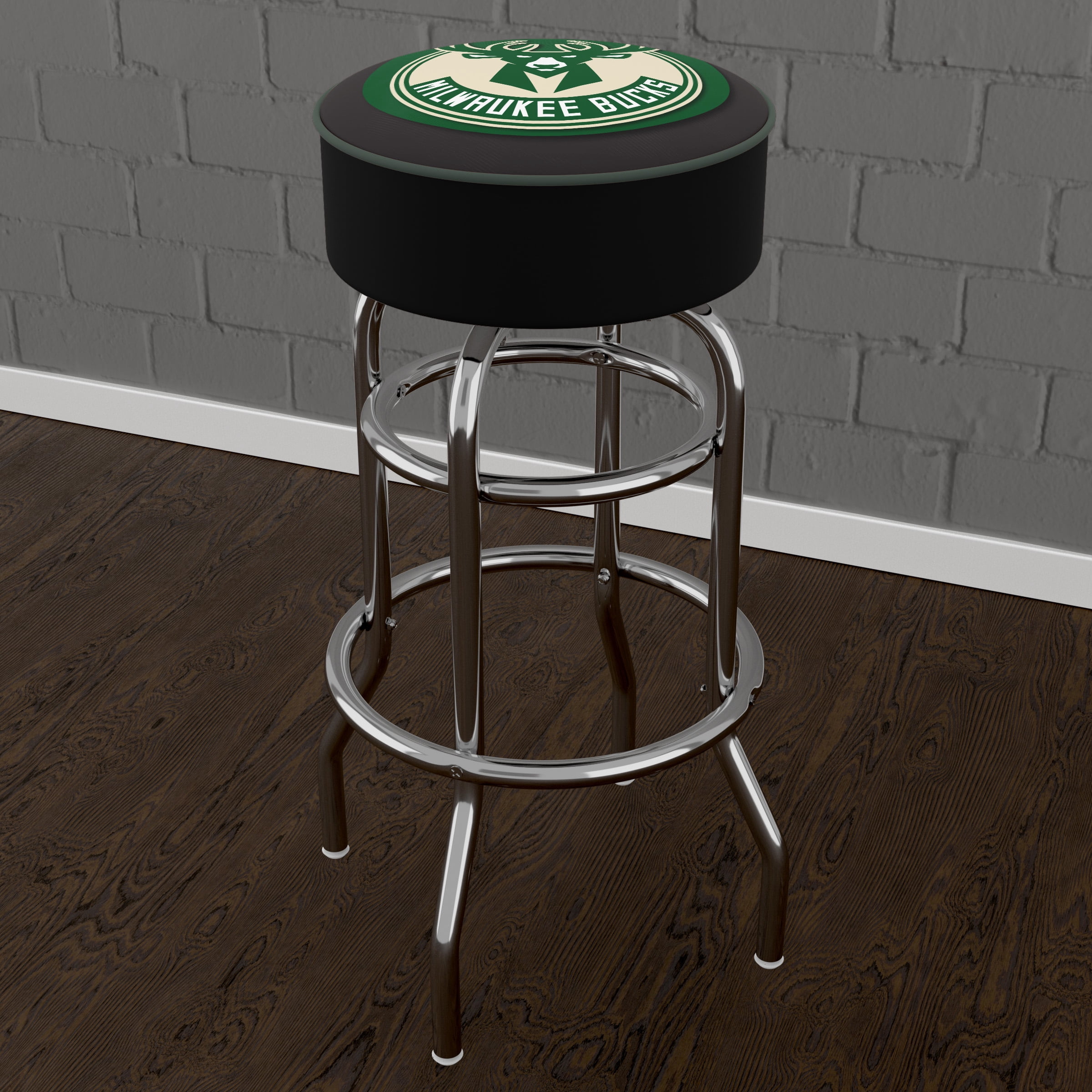 Trademark Gameroom Milwaukee Bucks Logo Bar Stool with Padded Seat