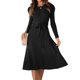 thumbnail image 1 of Vestido Vestido de punto acanalado casual de una línea de mujer vestido de suéter elegante de color sólido Ygjytge Negro T XL para Mujer, 1 of 9
