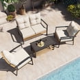 thumbnail image 2 of KAMEROUT 4-Piece Outdoor Patio Conversation Set, All-Weather PE Rattan Furniture with Loveseat, 2 Chairs and Table, 2 of 9