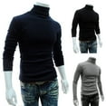 thumbnail image 6 of Yirtree Premium Cotton Blend Interlock Turtleneck Men T-Shirt Pullover Sweater Solid Color Stretchy Knitted Shirt for Autumn Winter, 6 of 7