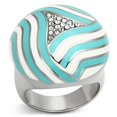 thumbnail image 1 of High Polished No Plating Stainless Steel Ring with Top Grade Crystal, Clear - Size 9, 1 of 1