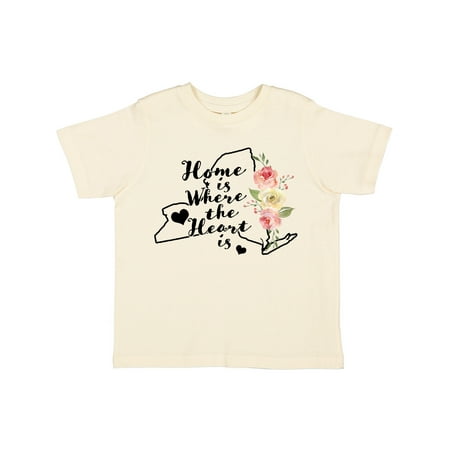 

Inktastic New York Home is Where the Heart is with Watercolor Floral Gift Toddler Boy or Toddler Girl T-Shirt