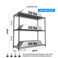 thumbnail image 2 of 3 Tier Wire Shelving Unit, 1050 LBS NSF Height Adjustable Metal Garage Storage Shelves, Heavy Duty Storage Wire Rack Metal Shelves - Black, 2 of 8