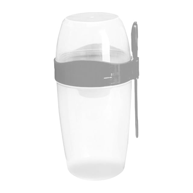 Dasuuxi Large Capacity Double-Layer Salad Cup with Lid Spoon,Built-In Dressing Container,and Leak-Proof Sealed Compartment,Grey