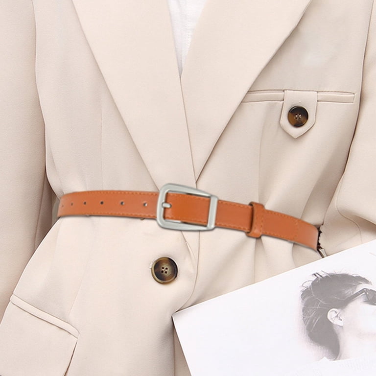 Gold Belt Plain Buckle Belt Solid Color Women Belt with Pin  display picture 1
