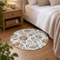 Peony Flowers Round Living Room Rugs 4 ft, Vintage Rustic Red Blue ...