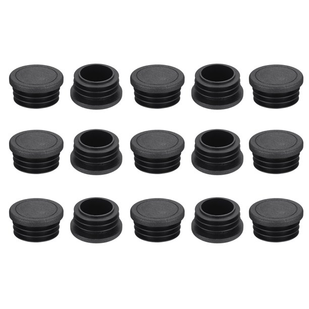 Uxcell 15 Pack Tapón de Agujero de Plástico, 1 3/8" (35mm) OD Tapa de Tubo Redonda que se Ajusta a Agujeros de 27-30.8mm para Patas de Muebles de Metal, Sillas, Mesas, Negro