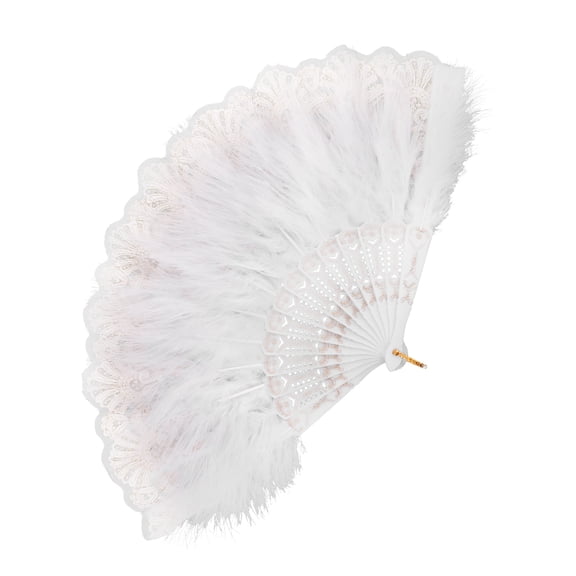PTOOTP Vintage White Folding Hand Fan for Women - Portable Cooling Accessory for Outdoor Events, Travel, Costume Parties - 1 Pack