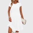 thumbnail image 2 of Admvng Women's Ribbed Knit Dress Round Neck Short Sleeve Casual Basic Dress, 2 of 9