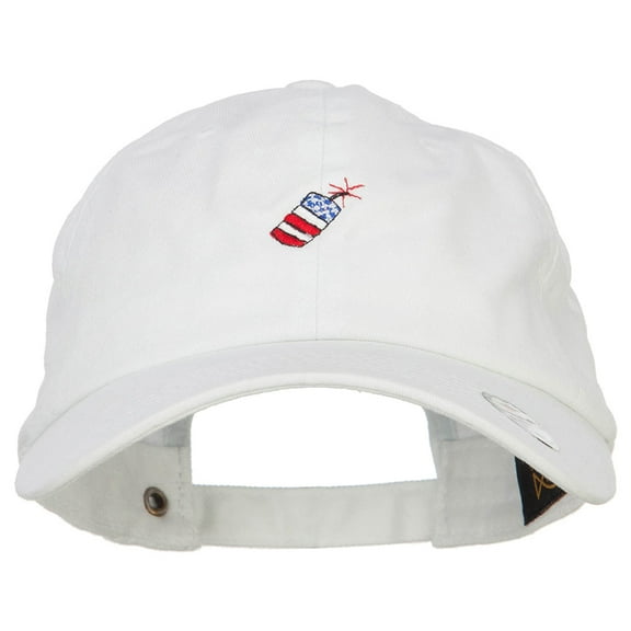 Mini Patriotic Firecracker Embroidered Unconstructed Cap - White OSFM