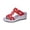 Red, variant on Open Toe Fashion Wedges, Geometric Cutout Strap Platform Wedges, Women's Glitter Wedge Slide Sandals - Geometric Cutout Strap Open Toe Platform Wedges With Metal Accents, Army Green 7.5