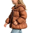 thumbnail image 4 of Dnhxils Girls Jacket Winter Lightweight Puffer Coat Toddlers Trendy Hooded Zip Up Jacket Kids Winter Warm Clothes Orange 5-6 Years, 4 of 5