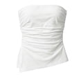thumbnail image 2 of Summer Strapless Tops For Women Ruffled Asymmetrical Hem Tube Tops Ruched Bandeau Cami Tanks, 2 of 4