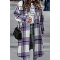 thumbnail image 2 of ONLYSHE Womens Plaid Shacket Jacket Long Corduroy Shirt Casual Lapel Button Down Flannel Trench Coats, 2 of 5