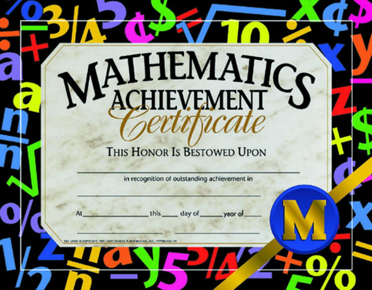 Hayes Math Achievement Certificate, 11 x 8-1/2 inches, Paper, Pack of 30