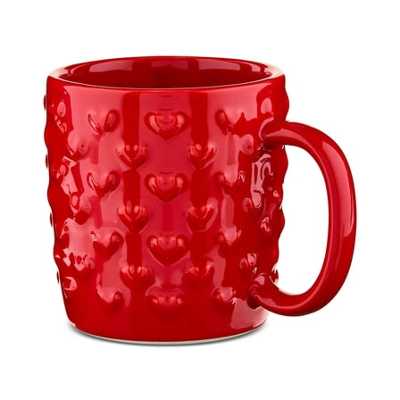 15 oz Embossed Hearts Stoneware Ceramic Mug, Red, Valentine's Day by Way To Celebrate