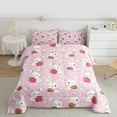 thumbnail image 2 of jejeloiu Kawaii White Rabbit Bedding Comforter Set,Res Sweet Strawberry Twin Comforter Sets,Cute Flowers Blossom Bedding Set For Girls,Ultra Soft Home Decor Reversible,2 Pieces, 2 of 8