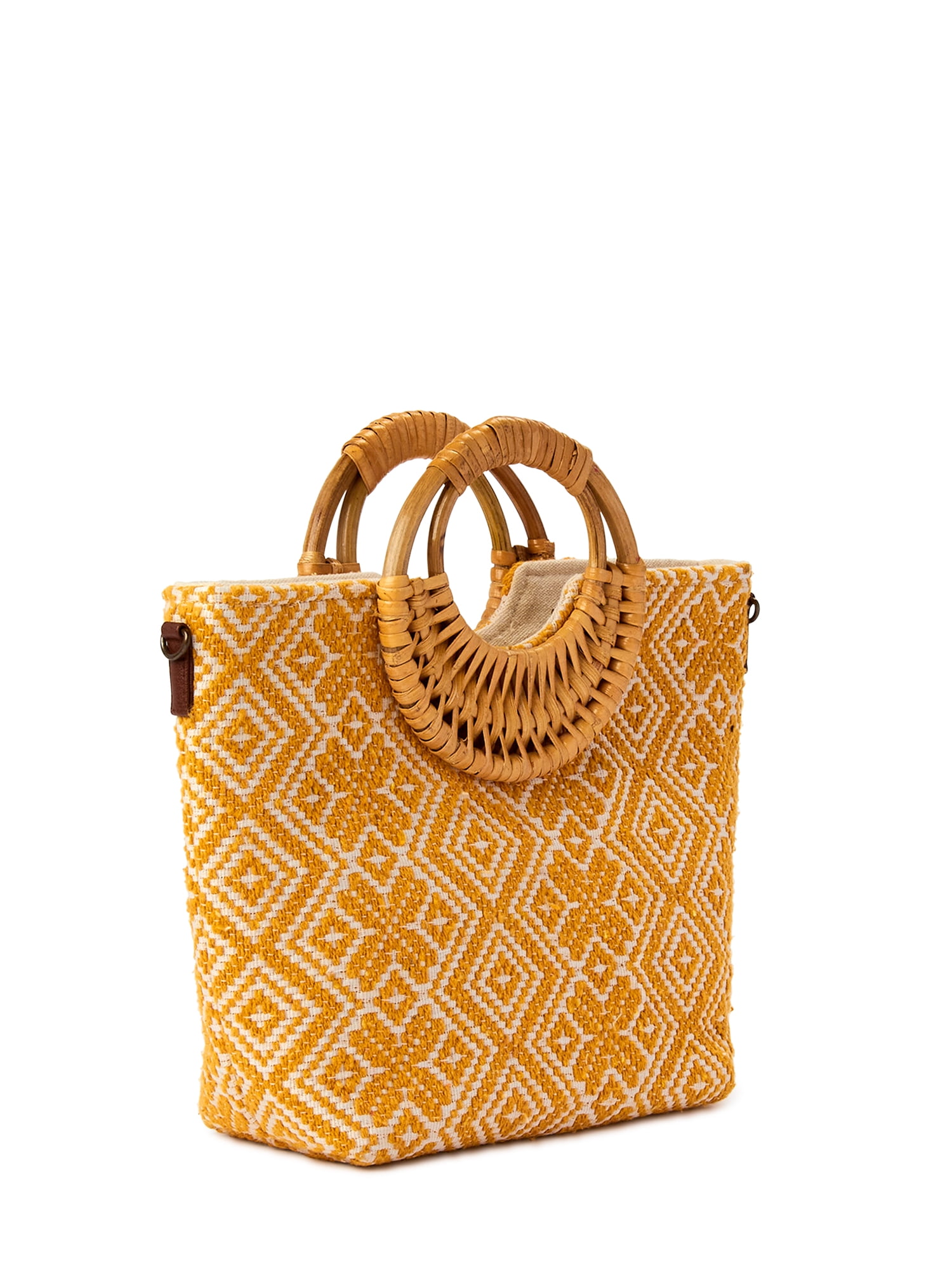 Twig & Arrow Women's Adult Crossbody Tote Bag with Wicker Handles Natural