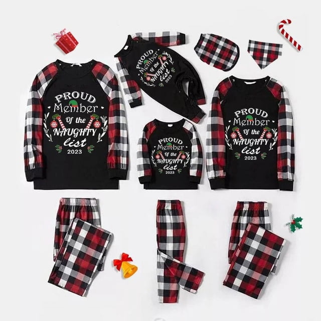 Pijamas familiares a juego de Navidad, conjunto de pijamas de diseño exclusivo, orgulloso miembro de lista traviesa, 2023