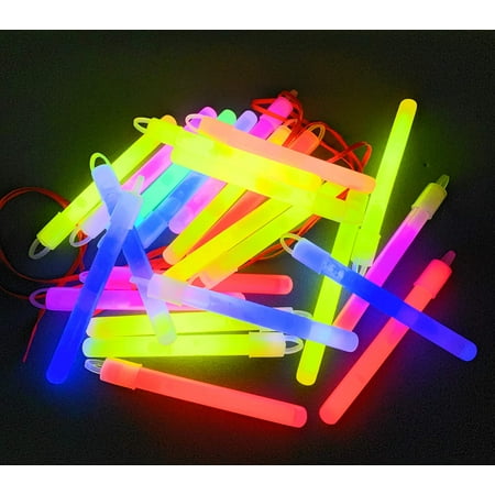 Bulk 120 Piece 4 Glow Stick With Cord Assortment - Ideal For Halloween New Years Dances Or Emergencies