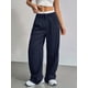 thumbnail image 5 of Pantalones Anchos y Holgados para Mujer, Estilo Palazzo Harén, Informales, A Rayas, con Cintura Elástica y Bolsillos Azul Marino S, 5 of 7