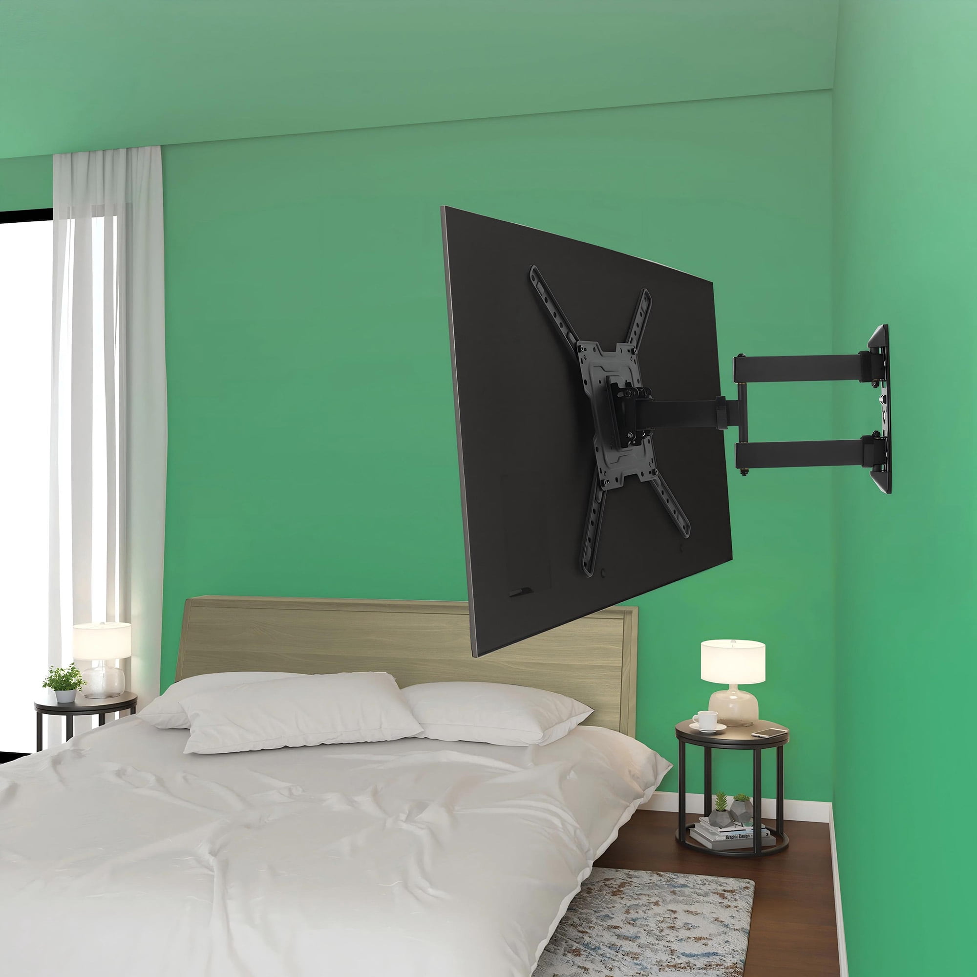 onn Full Motion TV Wall Mount for 19" to 50" TVs, UL Listed, swivel ±45°, up to +5/-15°Tilting