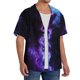 thumbnail image 2 of Balery Purple And Blue Nebula Camisa Casual de Manga Corta con Botones para Hombre, Texturizada, Estilo Cubano, para Playa, Verano-Small, 2 of 5