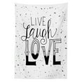 thumbnail image 3 of Ambesonne Live Laugh Love Tablecloth Rectangular Table Cover, Words Hipster, 52"x70", Black and White, 3 of 4