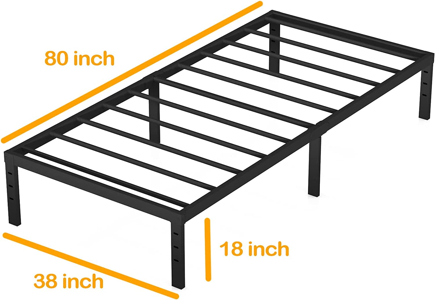 Eavesince Bed Frames 18 in Heavy Duty Standard Bed Frames, Twin-XL