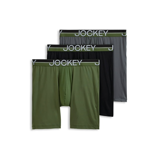 Jockey Men's Infinite Cool Microfiber Stretch 8" Long Leg Boxer Brief - 3 Pack