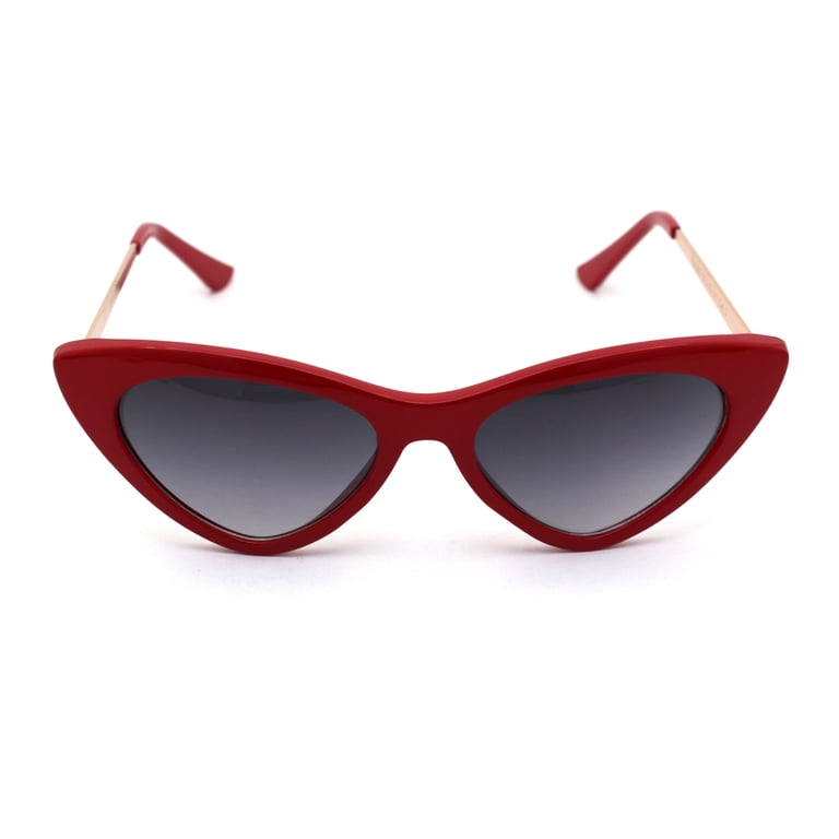 Womens Chic Classic 20s Mod Cat Eye Sunglasses Red Smoke  display picture 1