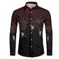thumbnail image 2 of Chririnla Halloween Spider Web Shirt for Men Gradient Athletic Shirt Workout Casual Blouse Long Sleeve Tops Hawaiian Shirts Men's Breathable V-neck Travel T-shirt, 2 of 4