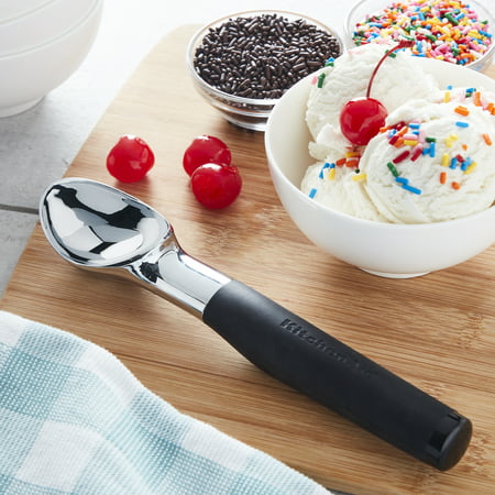 KitchenAid Chrome Ice Cream Scoop, Black Silicone Handle, Dishwasher (Best Kitchenaid Dishwasher Model)