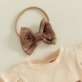 thumbnail image 6 of Cjfdfy Newborn Baby Girl Plaid Fall Outfits Ribbed Knit Long Sleeve Plaid Romper Dress And Headband Socks Infant Cute Coming Home Fall Winter Outfit 0-12 Months, 6 of 9
