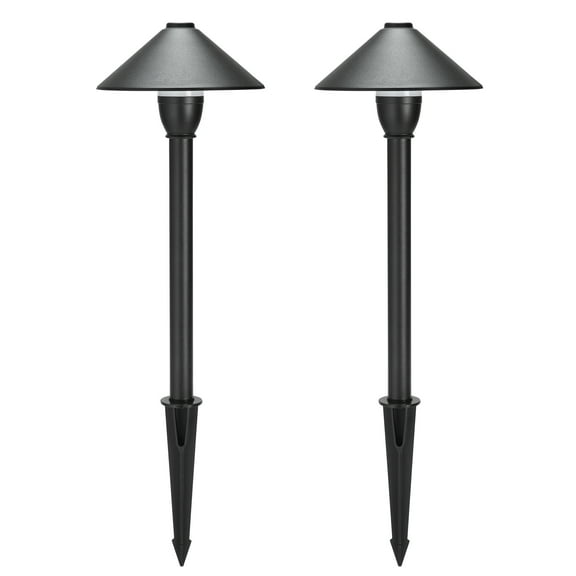Maxxima LED Low-Voltage Landscape Light Fixture, 150 Lumens, 5 CCT 2700K-5000K, Hardwired Light for Yard, Black, 2-Pack