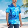 thumbnail image 3 of Pofeuu Blue Shell Print Hawaiian Shirt for Men Sleeves Casual Button Down Summer Beach Dress Shirts T-Shirts,Large, 3 of 7