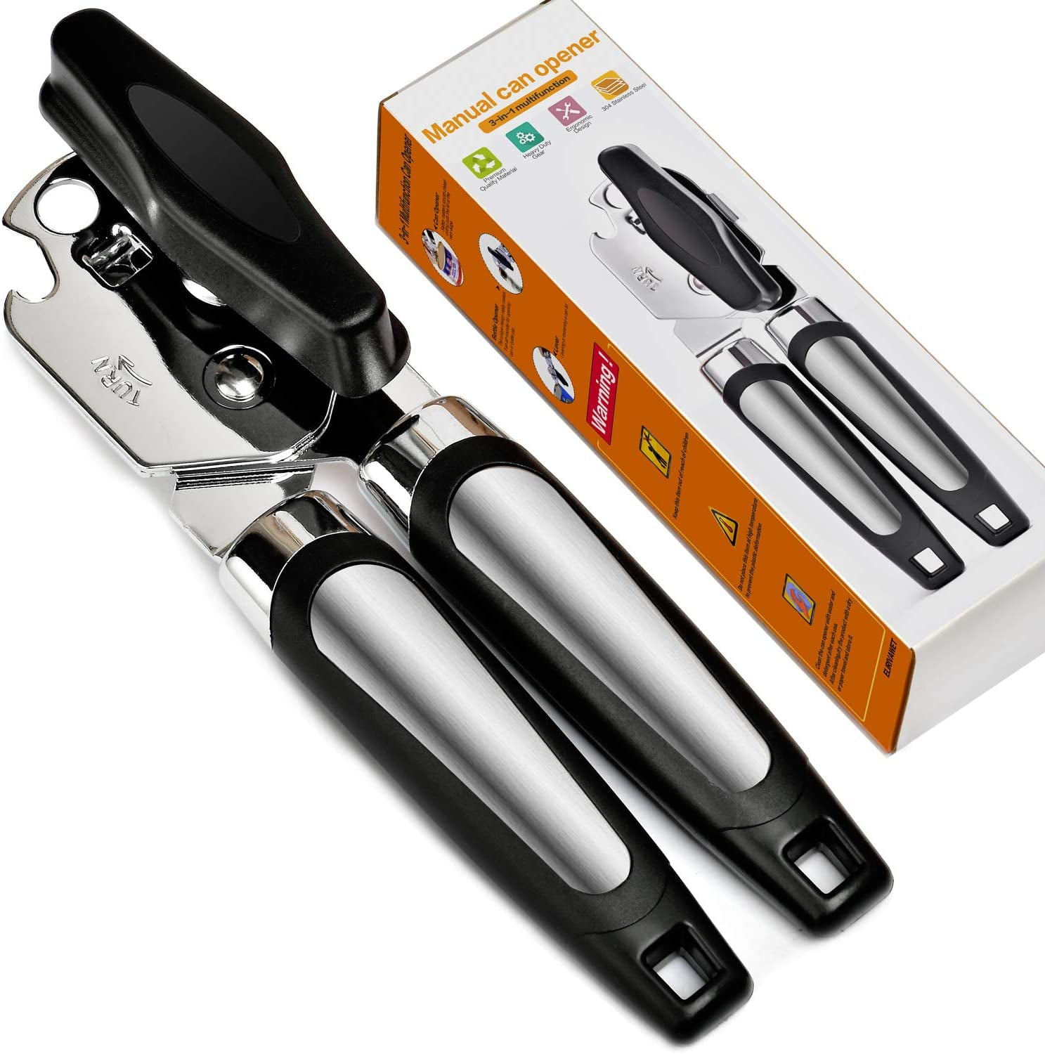 3 in 1 multi function kitchen tool Made from Stainless Steel with easy turn handle BLUE COLOUR OPTION Can opener manual cordless tin opener with lid off and jar off function and bottle opener 
