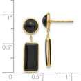 thumbnail image 2 of 14k Yellow Gold Polished Simulated Onyx Rectangle Dangle Post Earrings 25x7mm Wide Dangle Earring for Women, 2 of 2