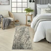 Nourison Soma Abstract Contemporary Charcoal/Ivory 2'2" x 7'6" Area Rugs, (2'x 8')