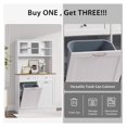 thumbnail image 4 of Double Tilt Out Trash Cabinet Storage Cabinet 20 Gallon with Two Solid Wood Hideaway Trash Holder Drawers, Dual Wooden Standing Recycling Cabinets Trash Can Bin Kitchen (White-Brown), 4 of 5