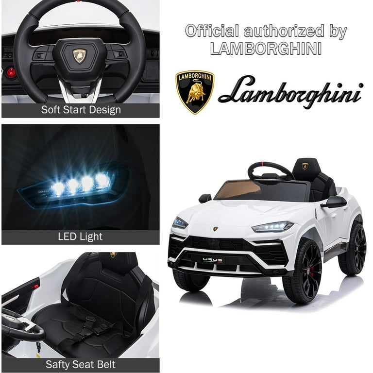 Battery Powered Cars Vehicles Birthday Gifts for Kids, 12V Kids Ride On Car  Licensed Lamborghini with Remote Control, Headlights, MP3, USB, Seat Belt