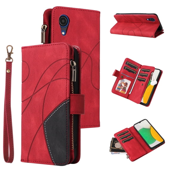 Phone Case for Samsung Galaxy A03 Core, Zipper Storage Bag 9 Card Slots Shockproof Wallet Cover for Samsung Galaxy A03 Core