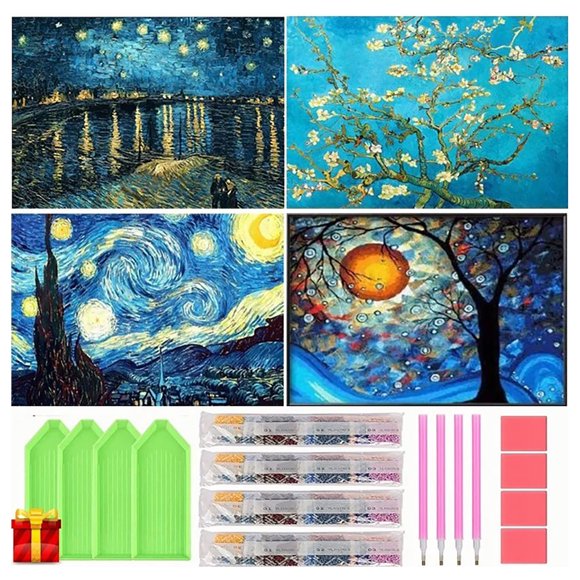4 piezas de pintura de diamantes de imitación DIY, taladro completo, imágenes de bordado de diamantes de imitación de cristal, manualidades para el hogar, 30x40cm