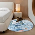thumbnail image 3 of Coastal Blue Crab Round Area Rug 4 FT, Non Slip Indoor Outdoor Rug, Ocean Nautical Starfish Coral Wooden Washable Soft Circular Carpet Non-Shedding Floor Mat for Coffee Table Nursery Foyer Balcony, 3 of 8