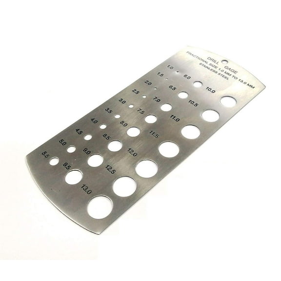 MachEl Stainless Steel Metric Drill Gauge, Range 1-13 mm, Precision Measurement Tool