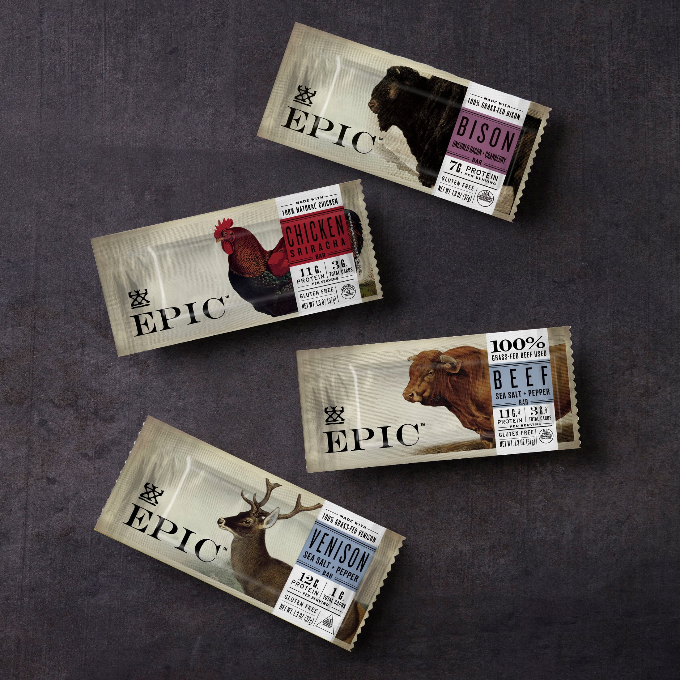 EPIC Chicken Sriracha Bars, Keto and Paleo Friendly, Whole30 Approved, 12 Ct, 15.6 oz