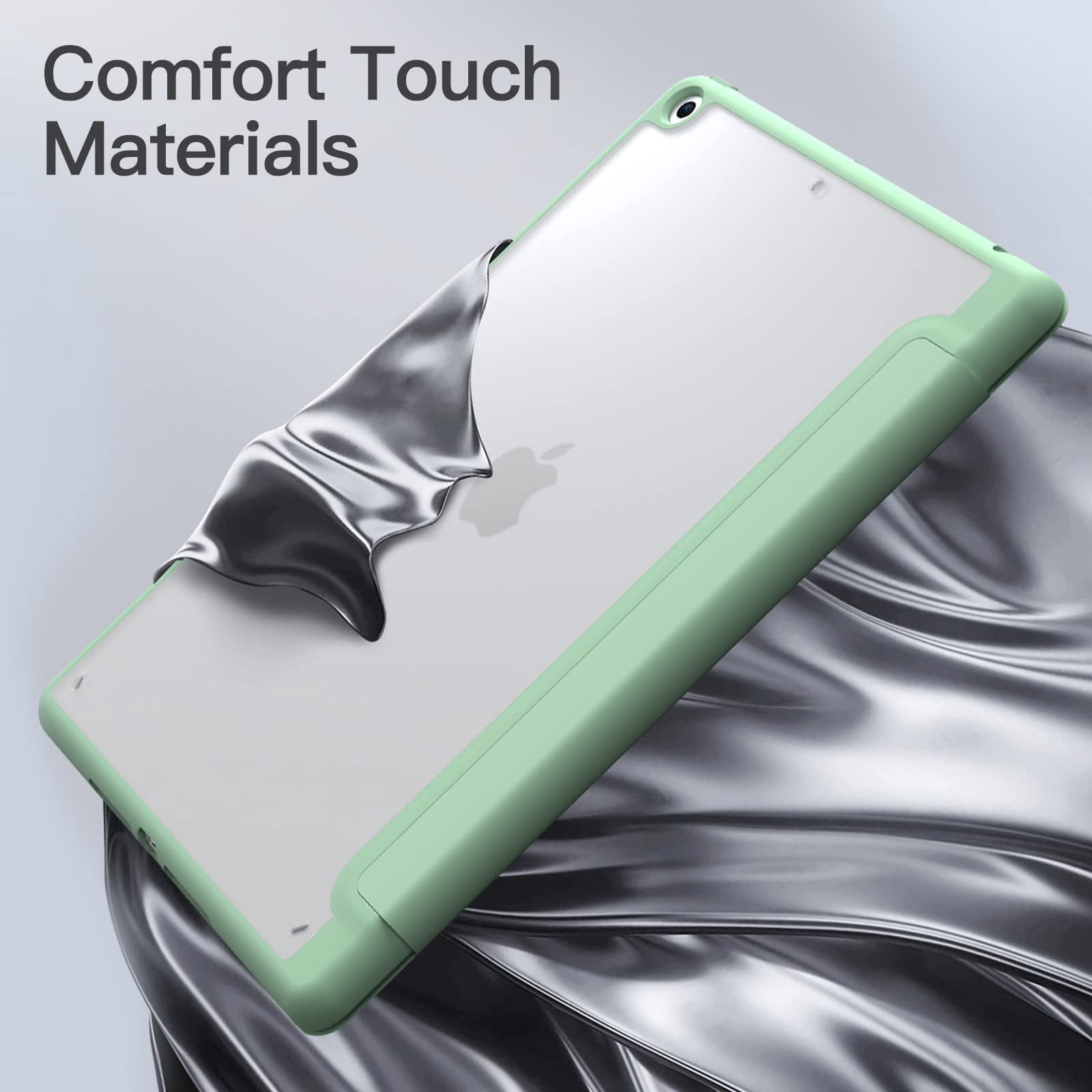 JETech Matte Case for iPad 9/8/7 (10.2-Inch, 2021/2020/2019 Model, 9th/8th/7th Generation) with Pencil Holder, Frosted Translucent Back Slim Stand Protective Tablet Cover (Matcha Green)
