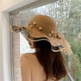 thumbnail image 2 of CoCopeaunts Women's Beach Straw Bucket Hats Stylish Sun Hats Straw Fisherman Hat Lightweight Wide Brim UV Protection Breathable Vacation, 2 of 8