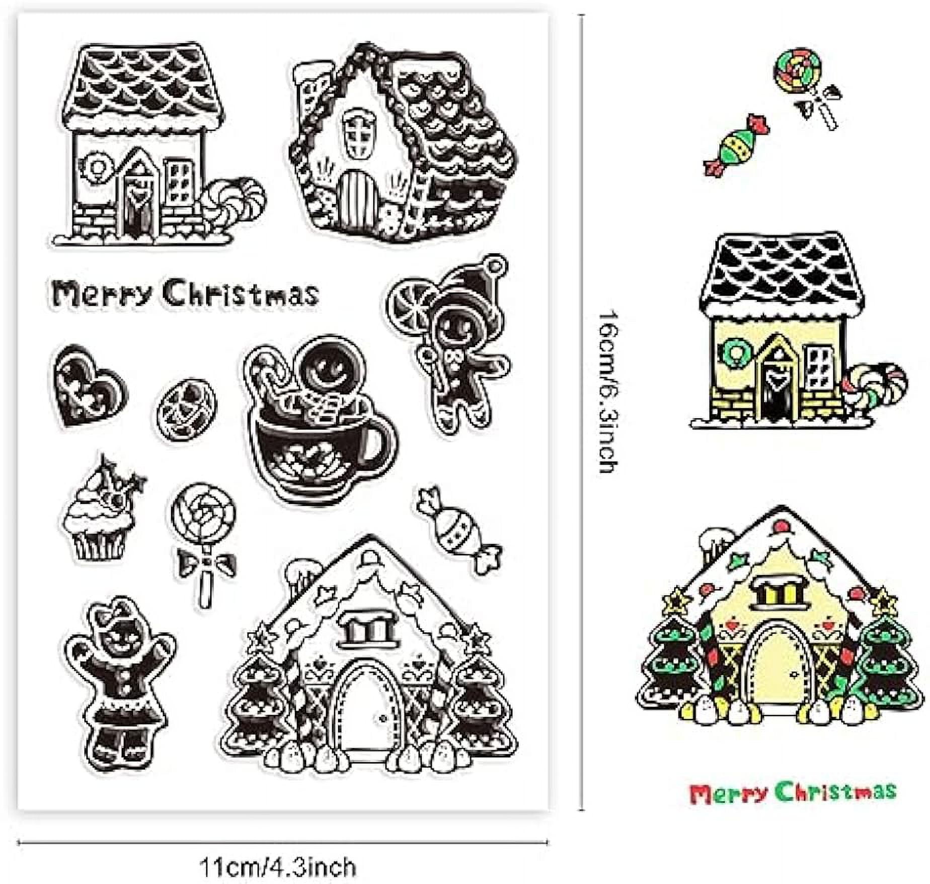 Christmas Clear Rubber Stamps Winter House Forest Snowflake Elk Snowman Sleigh Holiday Transparent Silicone Seals Stamp Xmas Journaling Card Making